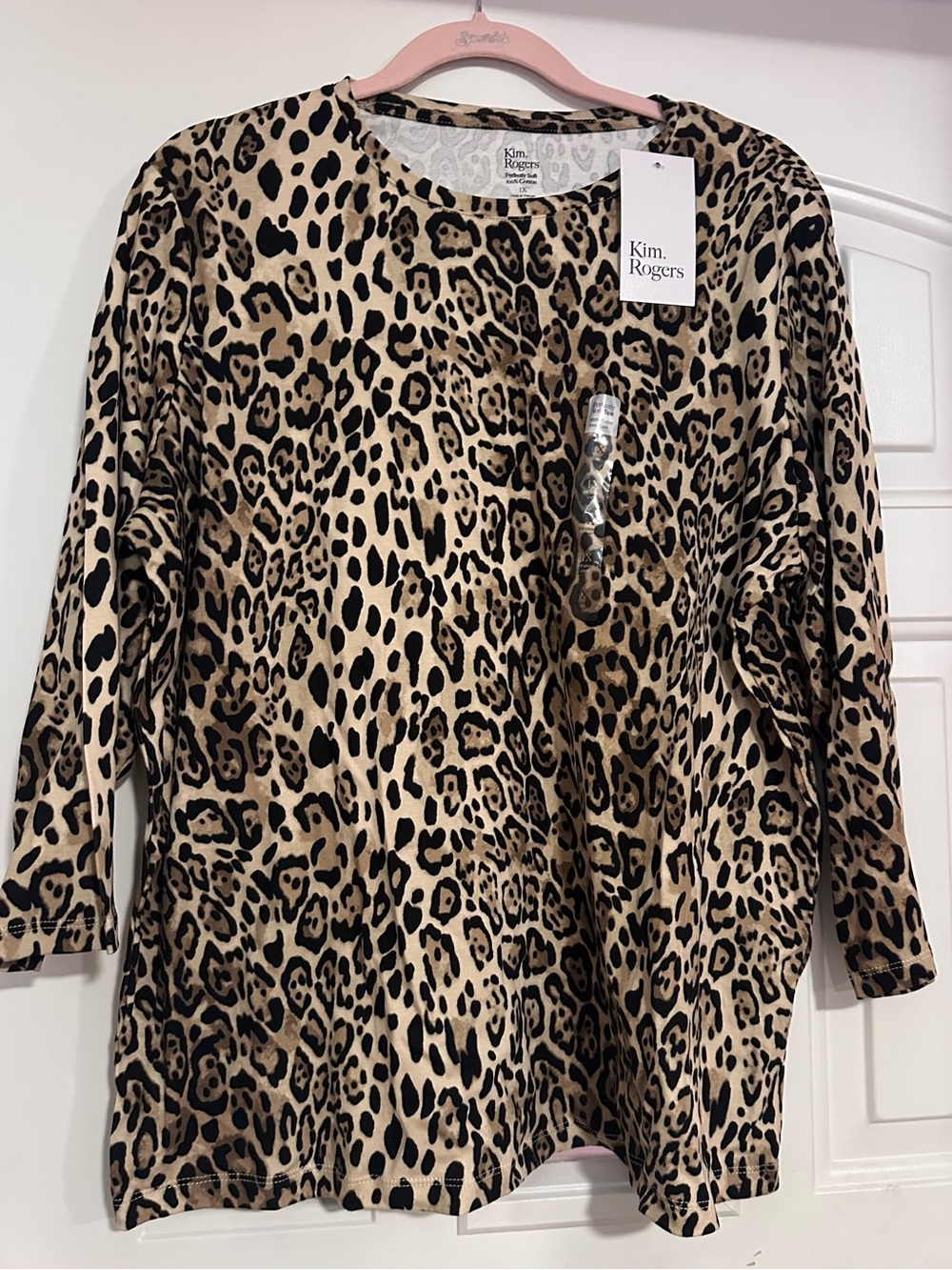 Kim Rogers Leopard Print Pullover Top - Tan & Black